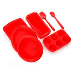 Parmedu 7in1 Nonstick Silicone Bakeware Set Baking Molds BPA Free Heat Resistant Cake Pan Loaf Tin Trays Utensil for Baking Cake Bread Pie Pancake Crepe Cupcake Muffin Scone, Upgrade Model BK001