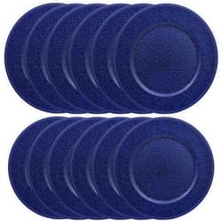 SforGUVA Navy Blue Chargers for Dinner Plates with Beaded Rims, Set of 12 Plastic Bulk Wedding Charger Plates for Thanksgiving, Christmas, Holiday Party Table Setting.