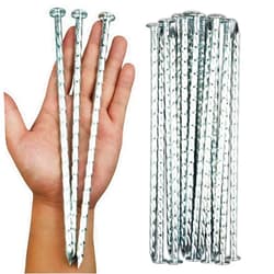 EISENSP 50-Pcs Galvanized Landscape Stakes, 10-Inch Length, 0.7 Inch Extra Large Top, Spiral Metal Anchoring Spikes, for Paver Edging, Weed Barrier, Camping, More