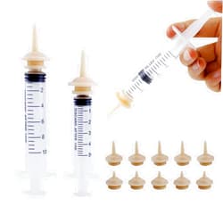 Abvsdu 10 PCS Pet Nipples for Kitten and Puppy, Kitten Bottle Feeding Kit with 2 Syringes, Silicone Material Kitten Pacifier for Kittens Puppies Rabbits Squirrels