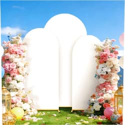 Lrrtwer Arch Backdrop Cover Wedding Spandex Fitted Arch Covers,Round Top Chiara Baby Bridal Shower Party Birthday Banquet (Beige, 7.2ft+6.6ft+6ft)