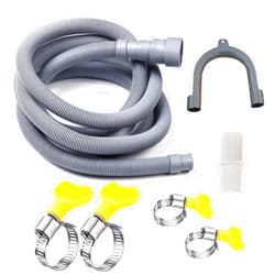 HLMOptimo 10 Feet Universal Washing Machine Drain Hose Flexible Dishwasher Drain Hose Extension Kits Corrugated Washer Hose w/ 1 Adapter 4 Hose Clamps 1 U-Bend Hose Holder