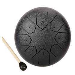 TWODEER Steel Tongue Drum Rain Chime, Rain Drum for Outside, Rain Drum Instrument for Outside, Steel Tongue Drum Rain Chime Waterproof, Steel Tongue Drum 6 Inches 8 Notes, Mini Handpan Drum (Black)