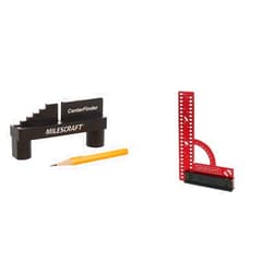 Milescraft 8408 Center Finder - Center Scriber and Offset Measuring & Marking Tool for Woodworking & 8409 MC-Square150 (Imperial) - Aluminum Framing and Woodworking Square, 1 Pack