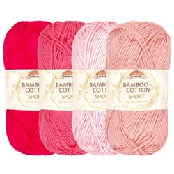BambooMN JubileeYarn Bamboo Cotton Sport Yarn - 50g/Skein - Shades of Pink - 4 Skeins