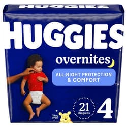 HUGGIES Nighttime Baby Diapers Size 4, 21 Ct, Huggies Overnites