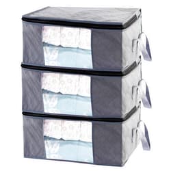 Sodynee Storage Clothes Bins Closet Bags - 35L Containers Organizer Boxes Clothing Bin Organization for Organizing Blanket Pillow Sheet Sweater, Foldable Fabric Bedroom Small Storage Totes With Lids Zipper