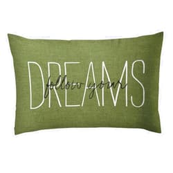 Emvency Throw Pillow Cover Rustic Olive Green Follow Your Dreams Decorative Pillow Case Monogram Home Decor Rectangle Queen Size 20x30 Inch Cushion Pillowcase