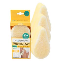 Spongeables Anti Cellulite Body Wash in a 20+ Wash Sponge, Citrus, 3 Count