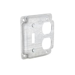 Hubbell-Raco 906C 1 Duplex Receptacle and Toggle Switch 4-Inch Square Exposed Work Cover, Steel
