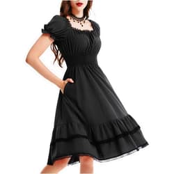 Scarlet Darkness Gothic Victorian Dresses Renaissance Costume Women Midi Dress