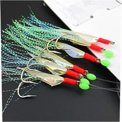 OriGlam Luminous Fishing Rigs Fishing, Fishing Lures Bait Rigs, Real Fish Skin Sea Rigs, Glow Fishing Beads High Carbon Hooks for Freshwater/Saltwater