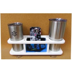 APF Marine Two Beverage Cup Holder w Storage Box Catch All APF Marine w Blue