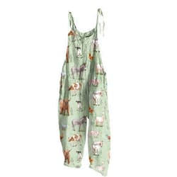 JMYECM Printed Overalls for Women Casual One Piece Summer Sleeveless Jumpsuits