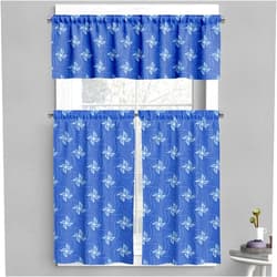 Ambesonne Pinwheel Valance & Tier Curtain 3 pcs Set, Wind Farm Turbines Map Pattern with Renewable Energy Nature Eco, Window Treatments for Room Kitchen Decor, 55