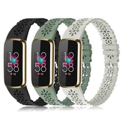 Wewatri 3 Pack Slim Sport Bands Compatible with Fitbit Luxe Band for Women, Soft Silicone Lace Thin Hollow-Out Replacement Wristbands Breathable Bands for Fitbit Luxe Fitness Smart Watch