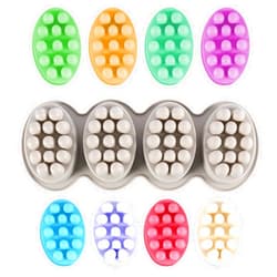Symphonyw Silicone Soap Mold, 4 Cavity Oval Massage Soap Mould Cookie Chocolate Cake Mold Tray for DIY Homemade Craft (Gray)