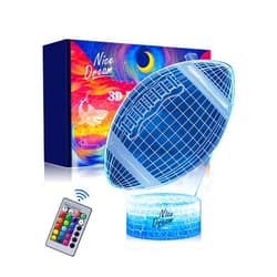 Nice Dream Football Night Light for Kids, 3D Illusion Night Lamp, 16 Colors Changing with Remote Control, Kids Room Decor, Toys Gifts for Children Boys Girls