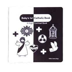 The Little Rose Shop Baby's 1st Catholic Book - High Contrast Board Book with Coated Matte Cover - Promotes Visual & Cognitive Development - Perfect Catholic Gift for Newborns Baby - Black & White