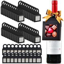 Mototo 60 Pieces Kraft Paper Wine Bottle Box with Window Hanging Foldable Wine Boxes Gift Boxes Empty Wine Bottles for Decor Bottle Hanger Favor Box for holding Candy Truffles Chocolate Cookies (Black)