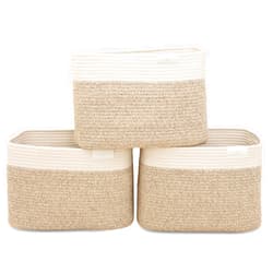 Craft Core Cotton Rope Storage Basket | Woven Rope Basket for Laundry, Toys, Blankets, Books | Bins for Organizing Living Room, Nursery | 3-Pack | 15