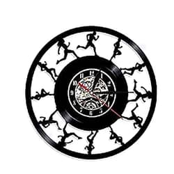 Generic Wall Clocks for Living Room Retro Marathon Runner Running Silhouette Wall Clock Sport Theme Vinyl Record Clock Hand Steamed Quartz Time Clock Wall Art Clock Not Ticking