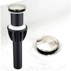 TIORIY Vessel Sink Drain Without Overflow, Plastic Bathroom Pop up Sink Drain Brushed Nickel, Built-in Anti Clogging Sink Stopper, Fit for 1 3/4 Inch Sink Vanity Drain Assembly with Strainer
