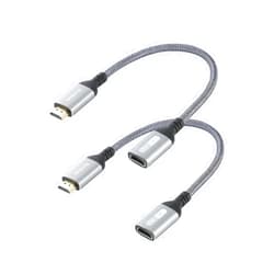 ELUTENG 8K HDMI Extender Cable 2 Pack Short 1FT HDMI Male to Female Adapter Cord 8K@60Hz High Speed HDMI 2.1 Extension Cable Compatible with Roku TV Streaming Stick, Bluray Player, HDTV, Laptop