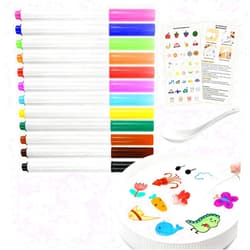 QETRABONE Magical Water Painting Pen-12 Colors Double Ended, Magical Water Floating Pen, Doodle Water Floating Marker Pens, Magic Water Painting Pen for Teens, Valentines Day Gifts for Teens Classroom Exchange