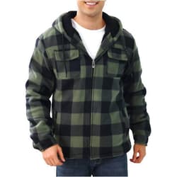 Suitswinew Men's Flannel Shirt Jacket Fleece Sherpa Lined Plaid Jackets Warm Thick Coat Full Zip Up Hoodie Winter Outwear