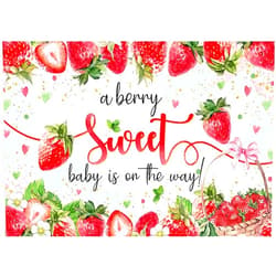 CYLYH 7x5ft Strawberry Baby Shower Backdrop Strawberry Girl Baby Shower Party Decorations Background A Berry Sweet Baby is On The Way Photography Backdrop Cake Table Decorations D841