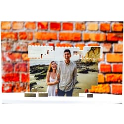 Handmade Personalised building brick photo block - horizontal large (Single Sided)