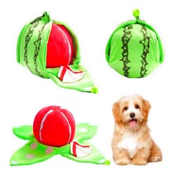 Nocciola Hide and Seek Plush Dog Toys, Watermelon Interactive Toy for Small Dogs, Green Puppy Puzzle Squeaky Toys with Crinkle Papers for Boredom, Dog Nosework Toy for Medium Pet