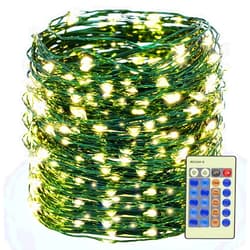 Decute 500LED 164FT Christmas Tree String Lights Green Wire Dimmable with Remote Control, UL Listed Plug in Fairy Starry Lights Decorative for Christmas Tree Party Wedding Indoor Outdoor Warm White