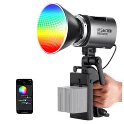 NEEWER MS60C RGBWW LED Video Light with 2.4G/APP Control, 65W Metal Mini RGB COB Continuous Output Lighting Bowens Mount Handheld Spotlight 2700K-6500K,8300lux/1m, CRI 97+/TLCI 98+,17 Effects + RGBCW
