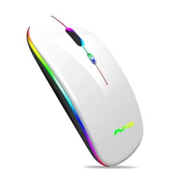MMK Wireless Bluetooth Mouse, Rechargeable USB Optical Mouse, LED Slim Dual Mode(Bluetooth 5.0 and 2.4G) Wireless Mouse for Laptop, PC, Mac OS, Android, Windows(Silver)