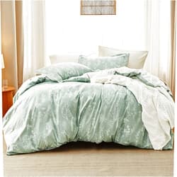 Bedsure Twin/Twin XL Comforter Set Dorm Bedding - Sage Green Comforter, Floral Twin/Twin Extra Long Bedding Comforter Set, 2 Pieces, 1 Reversible Botanical Flowers Comforter and 1 Pillow Sham