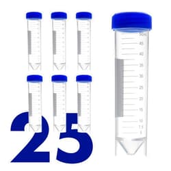 Kashi Scientific 50mL Self Standing Centrifuge Tubes with Screw Cap Lid, Lab Grade Polypropylene Plastic, Skirted, Printed Graduation, Write-on Spot [50mL Self-Standing, 25]