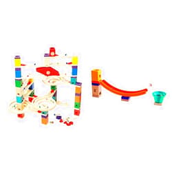 Hape Store Hape Quadrilla Wooden Marble Run Construction - Vertigo - Quality Time Playing Together Wooden Safe Play - Smart Play for Smart Families & Quadrilla Mega Skatepark Marble Run Attachment, 17 Pieces Run Construction + Attachment, 17 Pieces