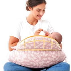 Momcozy Original Nursing Pillow for Breastfeeding-Innovative Safety Guard - Wider Feeding Pillows for More Support for Mom & Baby- Easier Nursing & Hand Free- Fit for All, Removable Cotton Cover