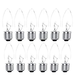 SCOMX 40W Equivalent Incandescent Torpedo Tip Chandelier with Crystal Clear Incandescent Light Bulbs Tip Light Bulb and Medium E26 Candelabra Base(12)