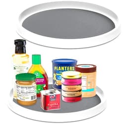 Adoco Set of 2, 12 Inch Non-Skid Lazy Susan Organizer, Pantry Lazy Susan Turntable for Cabinet, Kitchen Cabinet Organizer, Pantry Organization and Storage -White/Gray