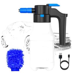 MFUZOP Electric Foam Sprayer with Wash Mitt, Battery Powered Foam Pump Sprayer for Car Washing, Cordless Car Wash Sprayer for Home Garden Car Detailing, 1.5L Pressure Sprayer with USB Charge