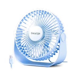 Gaiatop USB Desk Fan, 3 Speeds Strong Airflow, 5.5 Inch Portable 90° Rotate Quiet Cooling, Small Personal Table Fans for Bedroom Home Office Travel Blue