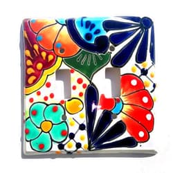 Guanajuato_Gardens Mexican Talavera Double 2 Toggle Lightswitch Cover Plates. Designs and Colors Vary!