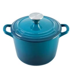 Flavehc Dutch Oven Pot with Lid 1.8 qt Cast Iron Dutch Oven for Bread Baking DarkCyan Enameled Cast Iron Rice Pot with Handels