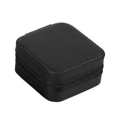 Gebaozhen Exquisite Jewelry Travel Organizer - Compact PVC Case with 6 Ring Rolls, 3 Necklace Hooks and 4 Compartments - Ideal for Earrings Rings Necklaces - Gift for Women and Girls (black)