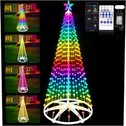 AMIPEPE 8ft 388 LED Smart LED Christmas Cone Tree Light, Lighted Artificial Tree with Star Topper, Music Sync with Remote APP Control, DIY RGB LED Light Show Tree for Xmas Indoor Outdoor Decorations