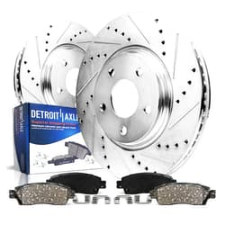 Detroit Axle - Front Brake Kit for Audi A4 A5 A6 Quattro, A4 Allroad, A5 Q5 Sportback Ceramic Brakes Pads with Hardware Drilled and Slotted Disc Brake Rotors Replacement: 13.31