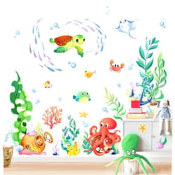 Supzone Under The Sea Wall Decals Ocean Fish Seaweed Sea Turtle Octopuses Wall Stickers for Kids Toddlers Bedroom Living Room Baby Nursery Wall Decor